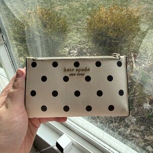 kate spade Cream And Black Polka Dot Zip Wallet